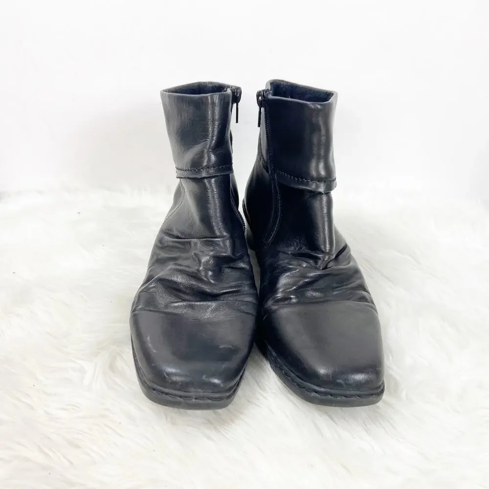 Rieker 41 EU 9 US Womens Black Leather Square Toe Ankle Booties - Picture 6 of 10